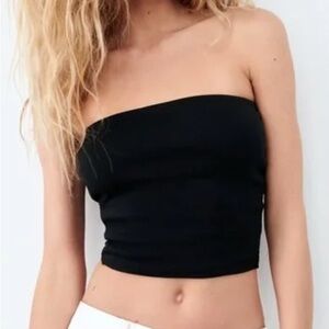 Zara Black Ribbed Crop Top